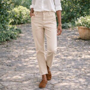 Frank & Eileen Blackrock Utility Ankle Pants Italian Peached Twill Buttercream 4